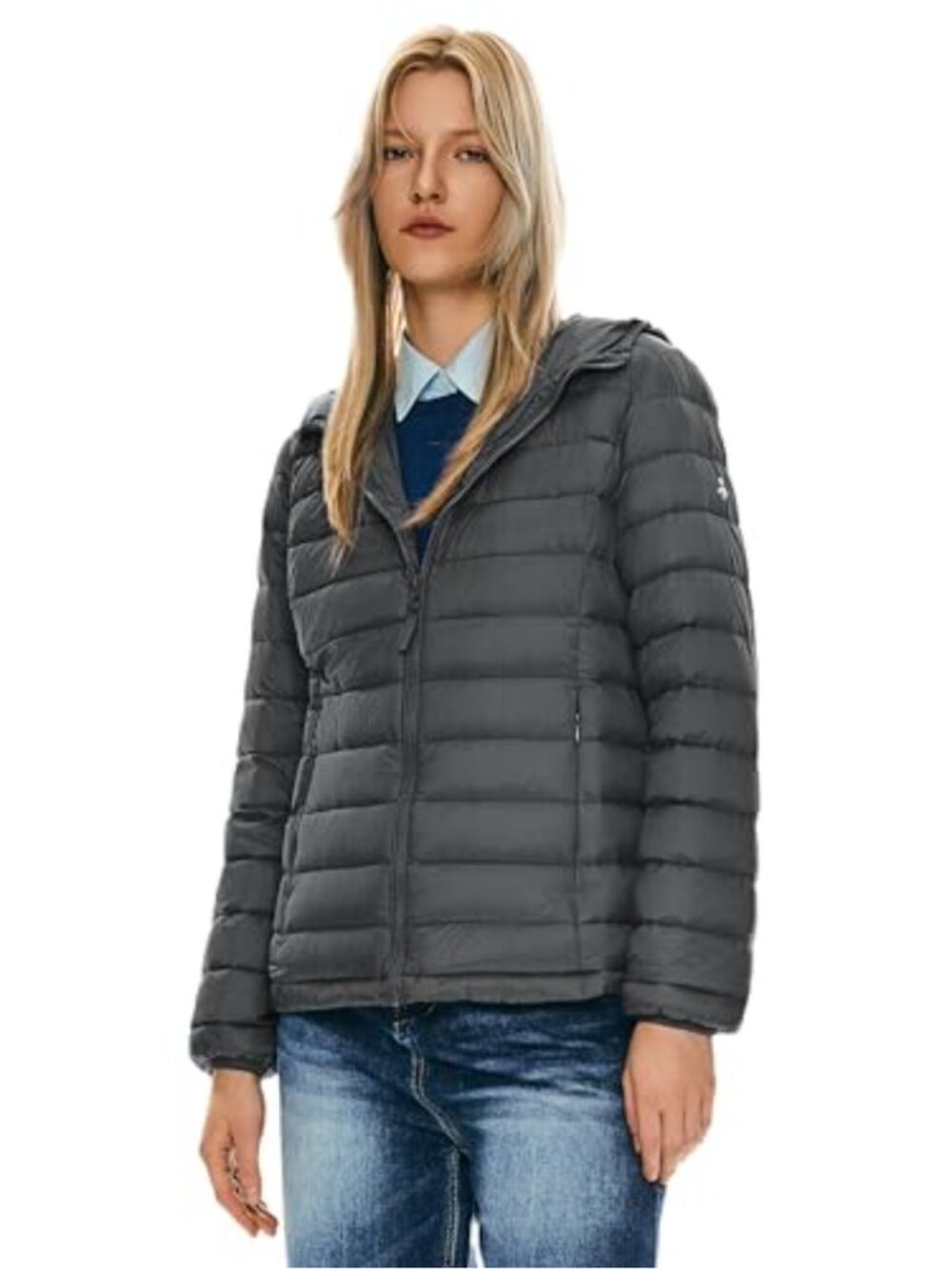 Packable Lightweight Down Puffer Jacket Hooded Water-Resistant Women